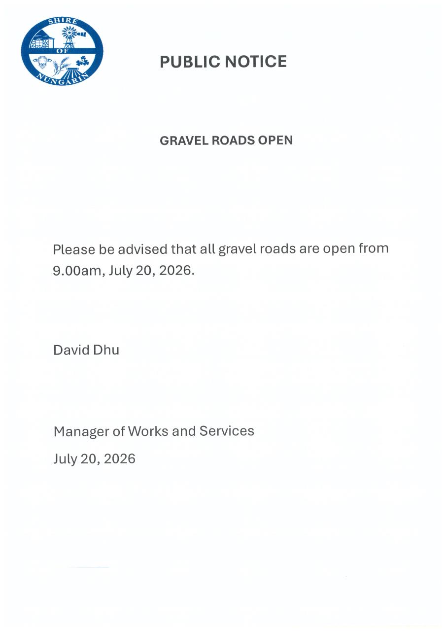 Gravel Roads Open