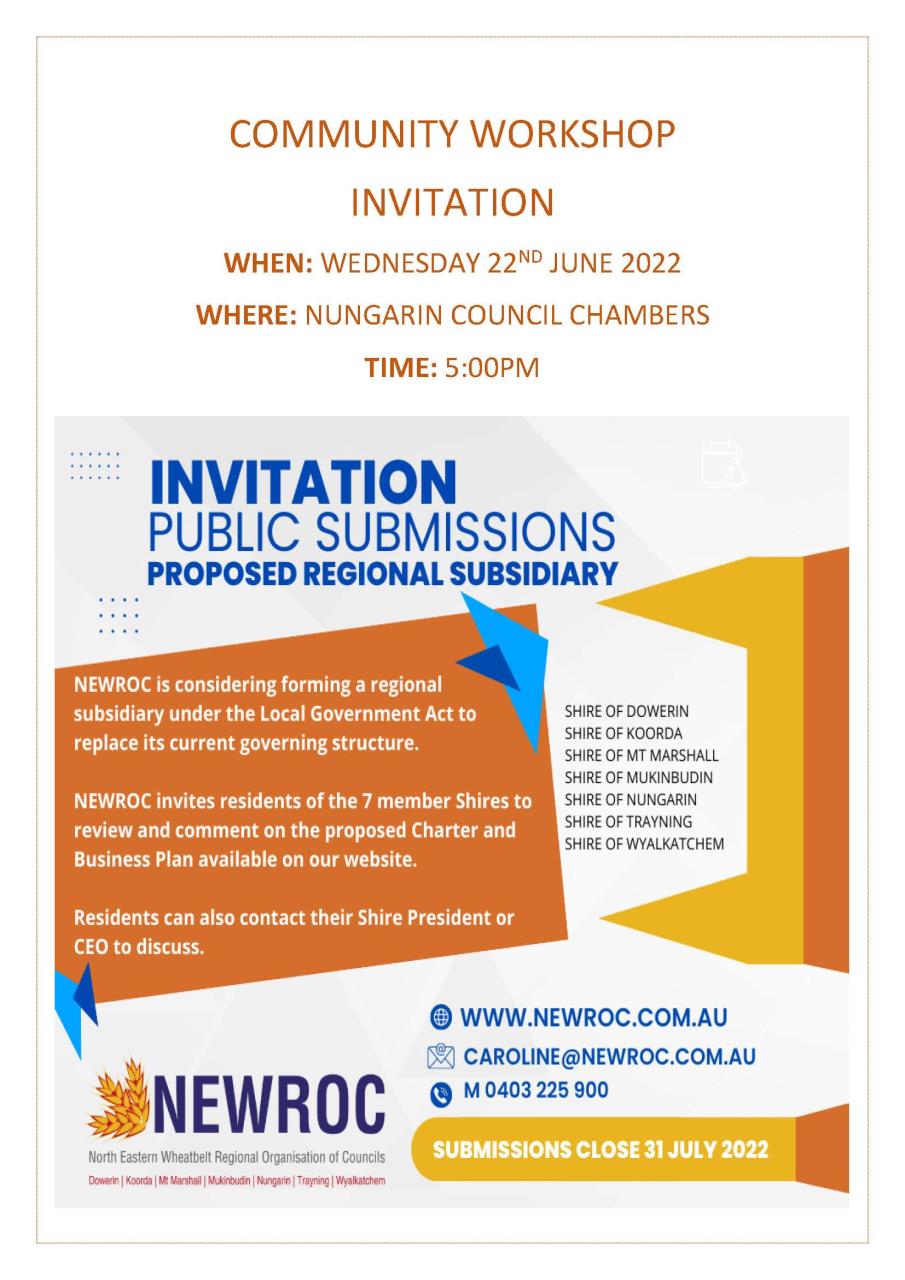 NEWROC - Community Workshop Invitation