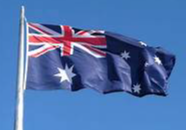 Australian National Flag flying at half mast